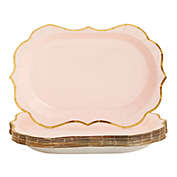 Sparkle and Bash Pink Disposable Party Serving Trays with Scalloped Gold Foil Edge (13 x 9 in, 24 Pack)