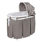 Badger Basket Co. Wishes Oval Bassinet - Full Length Skirt - Gray Bedding