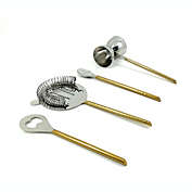 Vibhsa Bar Tools Accessories set of 4 Golden Hammered