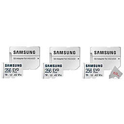3 Pack Samsung EVO Plus MicroSD 256GB, 130MBs Memory Card with Adapter