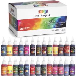 Bright Creations Tie Dye Kit with 26 Colors, Aprons, and Gloves, Tie Dye for DIY Fabric Crafts