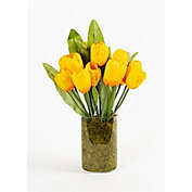 Melrose Home Decorative Tulip Floral Vase (Set of 2) 16" Glass/Polyester
