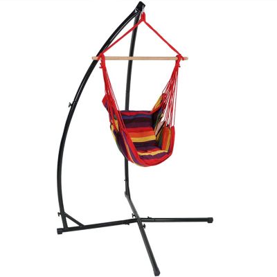 Sunnydaze Hanging Hammock Chair Swing & X-Stand - Sunset