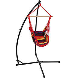 Sunnydaze Hanging Hammock Chair Swing & X-Stand - Sunset
