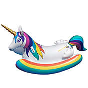 Swim Central Inflatable White and Yellow Unicorn Rocker Swimming Pool Float, 14-Inch