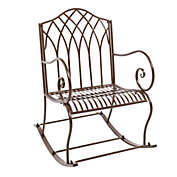 Inq Boutique Outdoor Rocking Chair Black Wrought Iron Porch Patio Rocker Metal Extra Wide