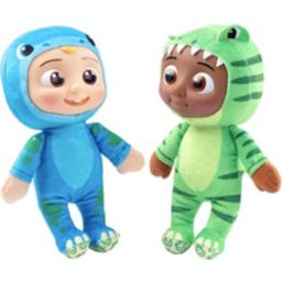 Jazwares CoComelon JJ & Cody Dinosaur Plush Stuffed Animal Toys, 2 Pack - 8" Plush Doll Figures - Great Gift for Toddlers and Kids - Ages 18 Months and up