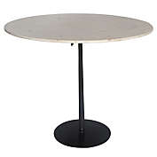 BIDK Home 35.5" White and Black Contemporary Round Dining Table