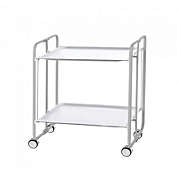 Bar Cart, foldable serving cart on wheels, BAUHAUS, 2-Tier. Grey frame