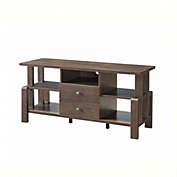 FC Design 47.25"W TV Stand with Four Shelves, Two Drawers, and One Wire Cut Out in Walnut Oak Finish