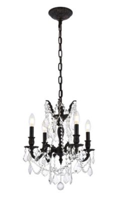 Elegant Lighting Rosalia 4 light Dark Bronze Pendant Clear Royal Cut Crystal