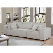 Contemporary Home Living 104" Cream Beige Linen Modern Style Sofa