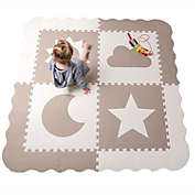 Baby Play Mat Tiles - 61&quot; x 61&quot; Extra Large, Non Toxic Foam Baby Floor Mat - Beige & White Interlocking Playroom & Nursery Playmat - Safe & Protective for Infants & Toddlers (Beige)