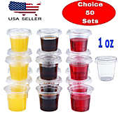 Kitcheniva Disposable Cups with Lids 1 Oz. Clear 50 Pcs