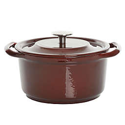 Kenmore Elite Oak Park 3 Quart Enameled Cast Iron Casserole with Lid and Glass Steamer in Burgundy