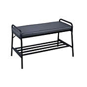 ITY International - Metal Bench with Shoe Storage, 30.7&quot;x17.3&quot;x19.3&quot;, Black