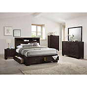 ACME Madison II Queen Bed With Storage, Brown- Saltoro Sherpi