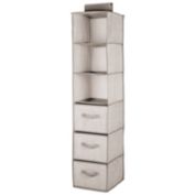 mDesign Long Fabric Over Closet Rod Hanging Organizer, 6 Shelves