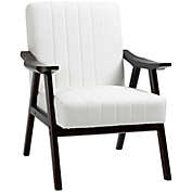 Halifax North America Accent Chairs with Seat and Back Cushion, Upholstered Arm Chair for Bedroom, Living Room Chair with  Wood Legs, Cream White