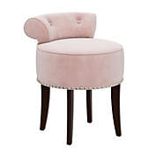 Hillsdale Furniture Lena Wood and Upholstered Vanity Stool, Espresso with Pink Fabric