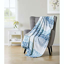 Kate Aurora Coastal Living Blue Ombre Seashells Ultra Plush Accent Throw Blanket - 50 in. W x 70 in.