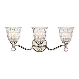 Savoy House 8-880-3-109 Birone 3-Light Bathroom Vanity Light in a Polished Nickel Finish with Clear Crystal Glass (24