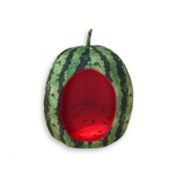 YML Modern Portable Watermelon Pet Bed House With Extra Thick Cushion and Bigger Hole - Vibrant Green & Red