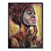 Screen Gems African Woman B Hand Painted Framed Decorative Painting