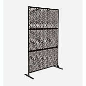 e-joy Laser Cut Metal Privacy Screen Stand Combo Fence, Metal Panel Combo Fence (6.5&#39; x 4&#39;)