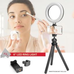Vivitar Vlog Podcast Essentials 6 Inch LED Ring Light Dimmable Lamp for Iphone Smartphone with 12 Inch Stand