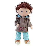 HABA Lian 12&quot; Soft Boy Doll with Brown Hair, Blue Eyes and Embroidered Face (Machine Washable)