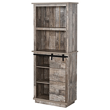 HOMCOM Freestanding Rustic Kitchen Buffet with Hutch, Pantry Storage Cabinet with Sliding Barn Door, Adjustable Shelf, Vintage Wood. View a larger version of this product image.