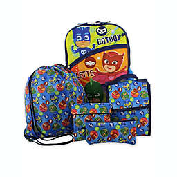 PJ Masks Boys Girls 5 piece 16 Inch Backpack Lunch Bag and Snack Bag School Set
