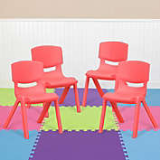 Flash Furniture 4 Pack Red Plastic Stackable School Chair with 10.5&#39;&#39; Seat Height