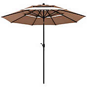 Slickblue 10ft 3 Tier Patio Umbrella Aluminum Sunshade Shelter Double Vented without Base-Beige