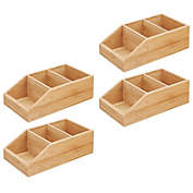 mDesign Bamboo Wood Bathroom Storage Organizer Bin - 3 Sections