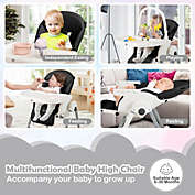 Costway 4-in-1 Foldable Baby High Chair with 7 Adjustable Heights and Free Toys Bar-Black