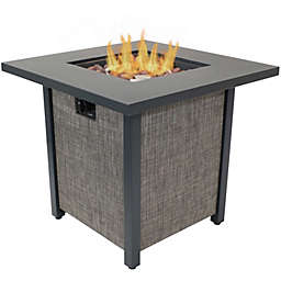 Sunnydaze Kleifar Modern Smokeless Square Metal Propane Fire Pit with Rafa Fabric Sides - 25.25