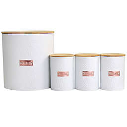 MegaChef 4 Piece Iron Canister Set in White