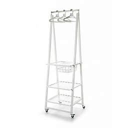 Metal Rolling Clothes Rack, White, URBAN