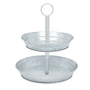 CTW 770064 Corrugated Galvanized Metal Serving Tray Stand for Appetizers Tea 