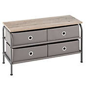 mDesign Storage Bench with 4 Drawers, Wood Top - Dark Gray/Gray