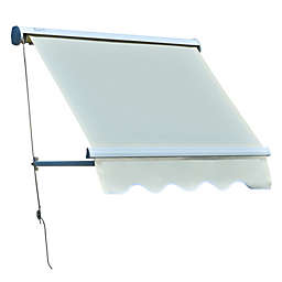 Outsunny 4' Arm Manual Retractable Sun Shade Patio Window Awning with Large Shade Area & Smooth Opening Crank, Green