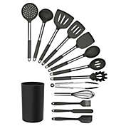 MegaChef Gray Silicone and Stainless Steel Cooking Utensils, Set of 14