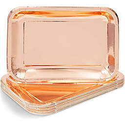 Sparkle and Bash Rose Gold Foil Paper Serving Trays for Parties (9 x 13 in, 24 Pack)