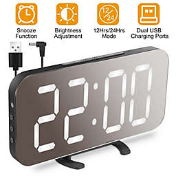 iMounTEK Mirror LED Alarm Clock Electronic Snooze Night Light Alarm