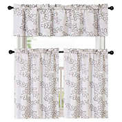 Adler Details about   Embroidered Curtains Set:2 Tiers 28"x36" & Valance 56"x15" WHITE LEAVES 