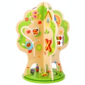TOOKYLAND Wooden Rotating Activity Tree - Activity Center Toy with Bead Maze, Spinning Gears, Clock, Doors and More, 2 Years +