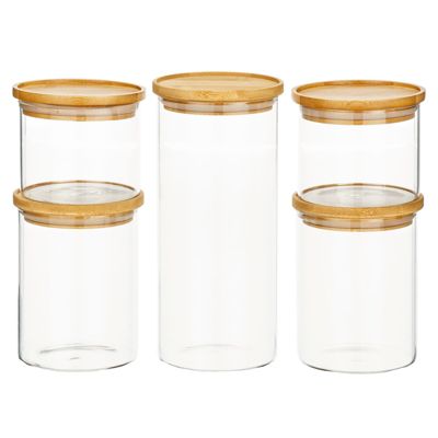 mDesign Kitchen Glass Canister with Airtight Bamboo Lid Set