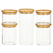 mDesign Kitchen Glass Canister with Airtight Bamboo Lid Set